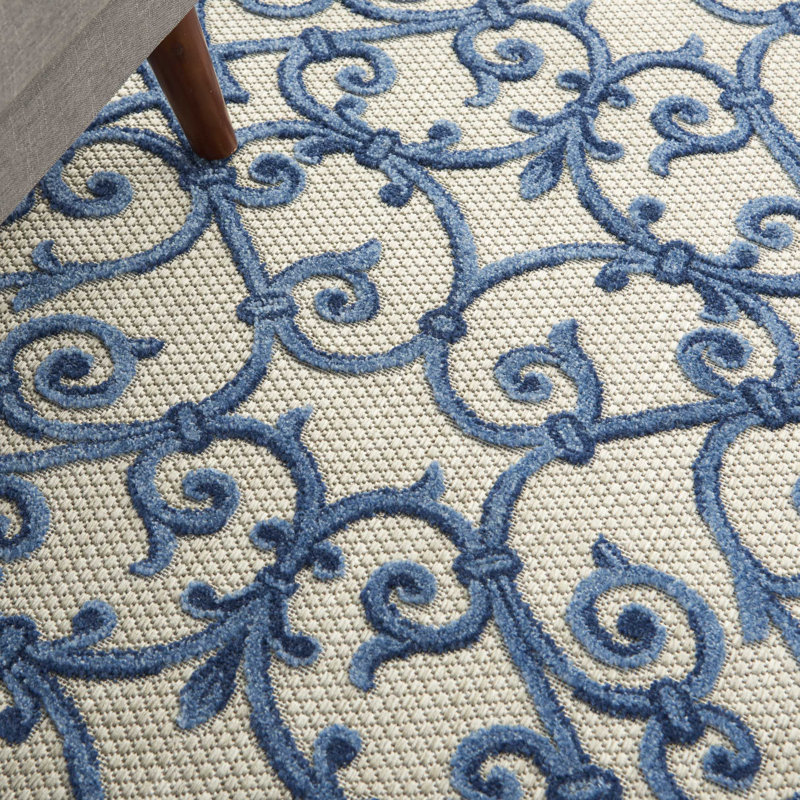 Winston Porter Weon Abstract Gray/Blue Indoor / Outdoor Area Rug